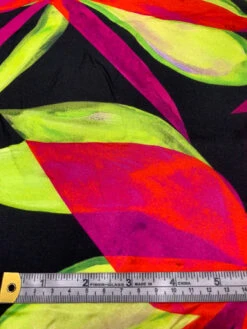 Italian Large Floral Petals Printed Silk-Cotton Challis - Fluorescent Neon Orange / Lime / Magenta -Fabrics And Fabrics Store 19605 6