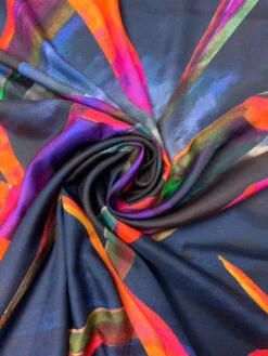 Italian Flying In The Dark Printed Silk-Cotton Challis - Navy / Orange / Magenta / Multicolor -Fabrics And Fabrics Store 19606 1