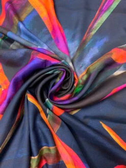 Italian Flying In The Dark Printed Silk-Cotton Challis - Navy / Orange / Magenta / Multicolor -Fabrics And Fabrics Store 19606 2