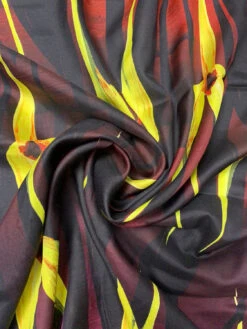 Italian Elongated Floral Petals Printed Silk-Cotton Challis - Yellow / Maroon / Orange / Black 14 Italian Elongated Floral Petals Printed Silk-Cotton Challis - Yellow / Maroon / Orange / Black -Fabrics And Fabrics Store 19607 1