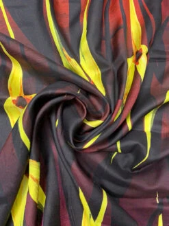 Italian Elongated Floral Petals Printed Silk-Cotton Challis - Yellow / Maroon / Orange / Black 13 Italian Elongated Floral Petals Printed Silk-Cotton Challis - Yellow / Maroon / Orange / Black -Fabrics And Fabrics Store 19607 2