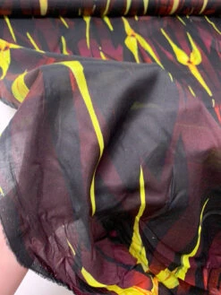 Italian Elongated Floral Petals Printed Silk-Cotton Challis - Yellow / Maroon / Orange / Black 19 Italian Elongated Floral Petals Printed Silk-Cotton Challis - Yellow / Maroon / Orange / Black -Fabrics And Fabrics Store 19607 9