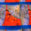 Italian Abstract Frames Printed Silk-Cotton Lawn Voile With Light Shantung Weave Panel - Hot Orange / Blue / Lavender 2 Italian Abstract Frames Printed Silk-Cotton Lawn Voile With Light Shantung Weave Panel - Hot Orange / Blue / Lavender -Fabrics And Fabrics Store 19625 4
