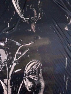 Italian Dark Abstract Printed Stretch Silk Charmeuse Panel - Black / Grey / Smokey Green 15 Italian Dark Abstract Printed Stretch Silk Charmeuse Panel - Black / Grey / Smokey Green -Fabrics And Fabrics Store 19635 4