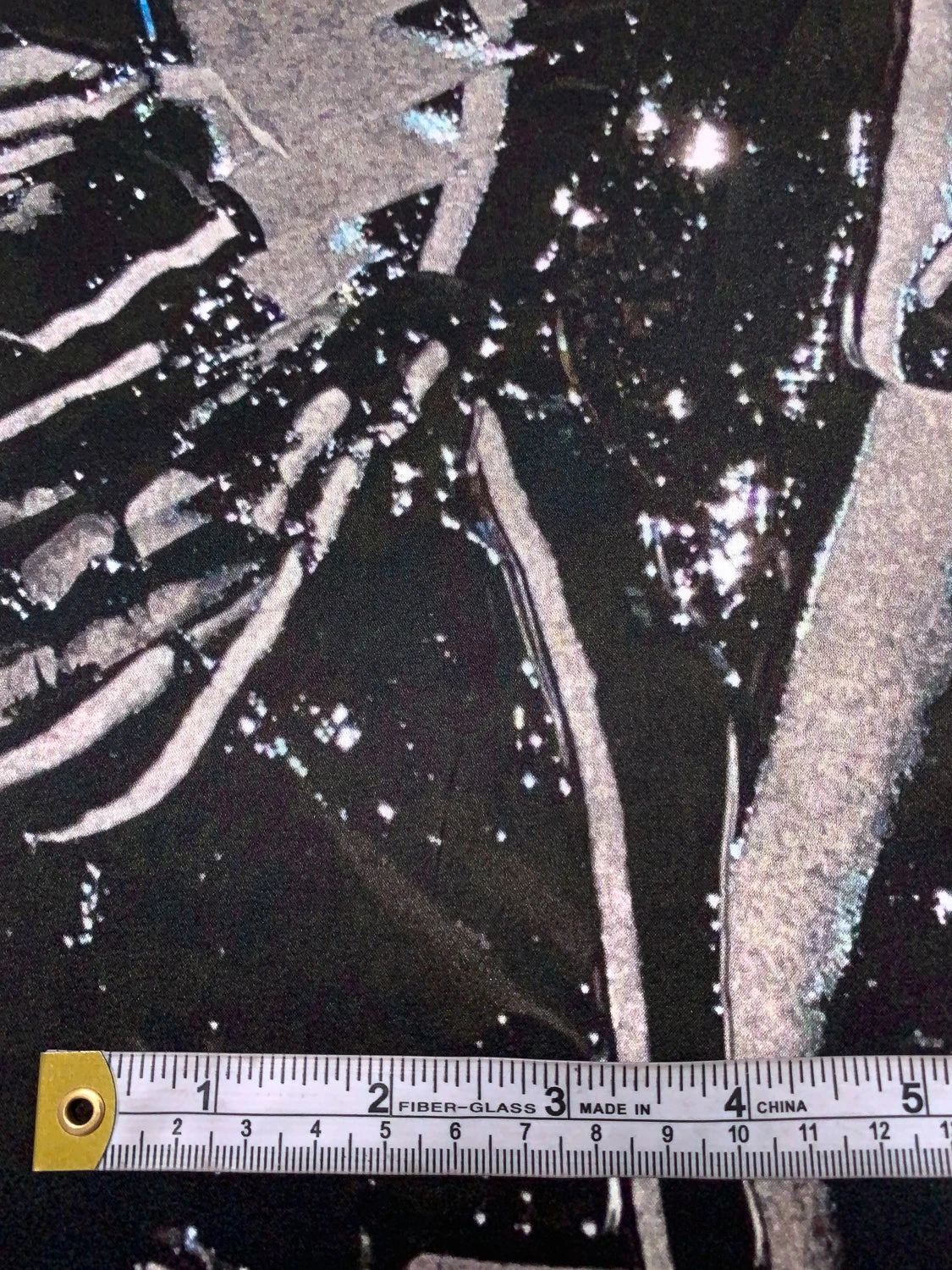 Italian Dark Abstract Printed Stretch Silk Charmeuse Panel - Black / Grey / Smokey Green 9 Italian Dark Abstract Printed Stretch Silk Charmeuse Panel - Black / Grey / Smokey Green - Image 7