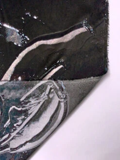 Italian Dark Abstract Printed Stretch Silk Charmeuse Panel - Black / Grey / Smokey Green 18 Italian Dark Abstract Printed Stretch Silk Charmeuse Panel - Black / Grey / Smokey Green -Fabrics And Fabrics Store 19635 7