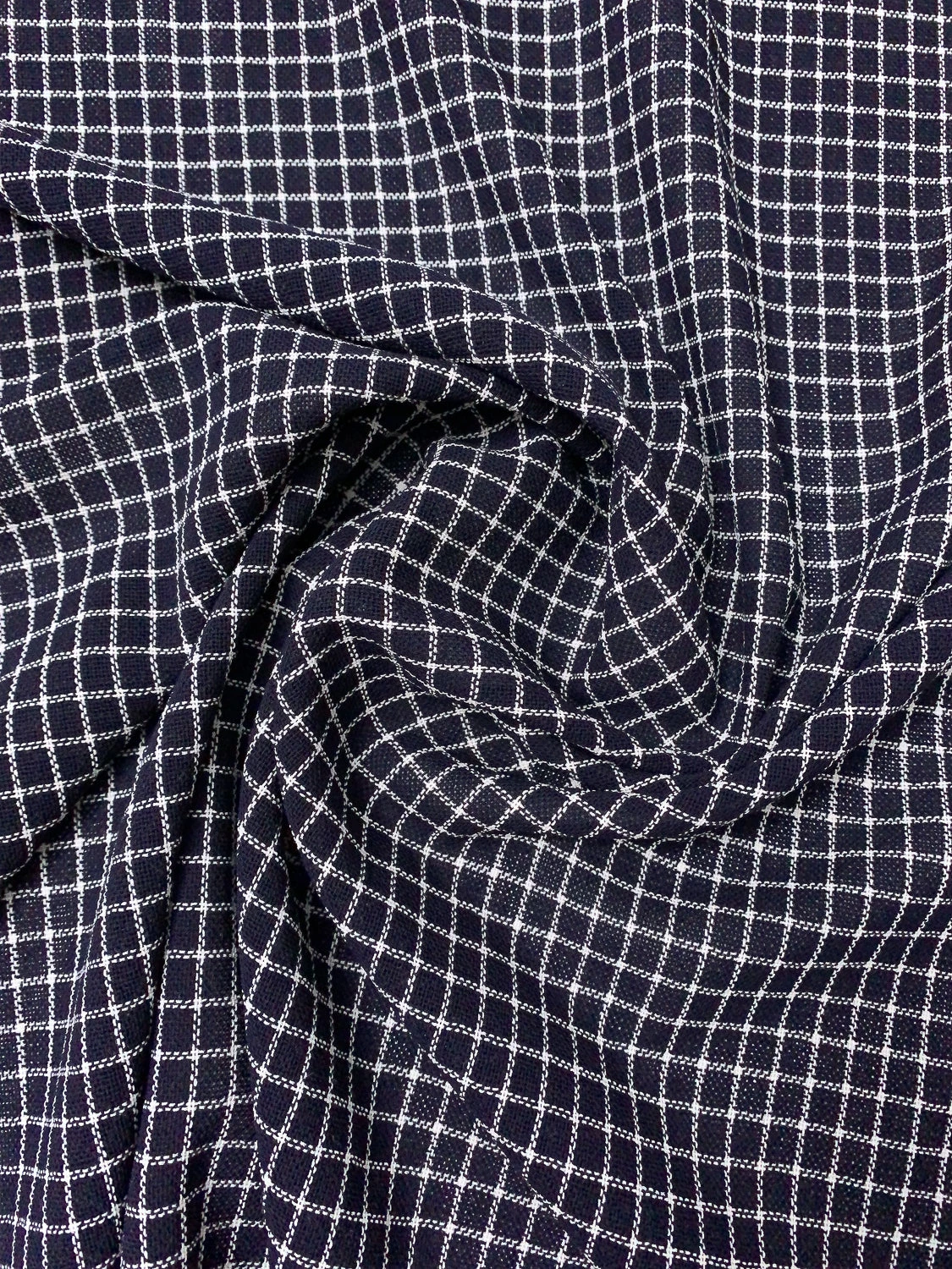 Windowpane Check Open-Weave Lightweight Wool Suiting - Navy / White 6 Windowpane Check Open-Weave Lightweight Wool Suiting - Navy / White - Image 4