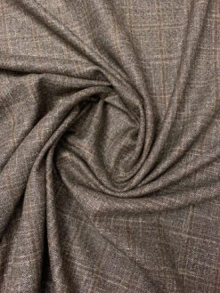 Italian Windowpane Fine Wool Traditional Suiting - Light Gold / Black / Brown