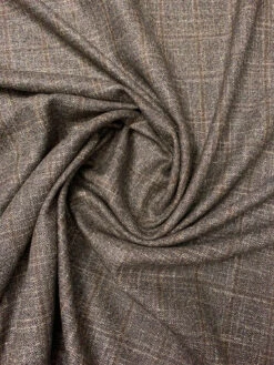 Italian Windowpane Fine Wool Traditional Suiting - Light Gold / Black / Brown -Fabrics And Fabrics Store 19715 2