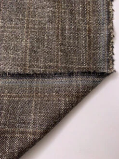 Italian Windowpane Fine Wool Traditional Suiting - Light Gold / Black / Brown -Fabrics And Fabrics Store 19715 6