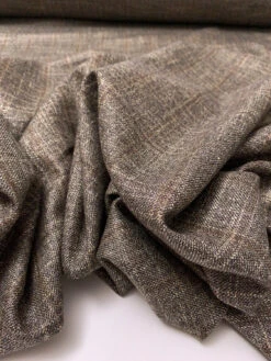 Italian Windowpane Fine Wool Traditional Suiting - Light Gold / Black / Brown -Fabrics And Fabrics Store 19715 9