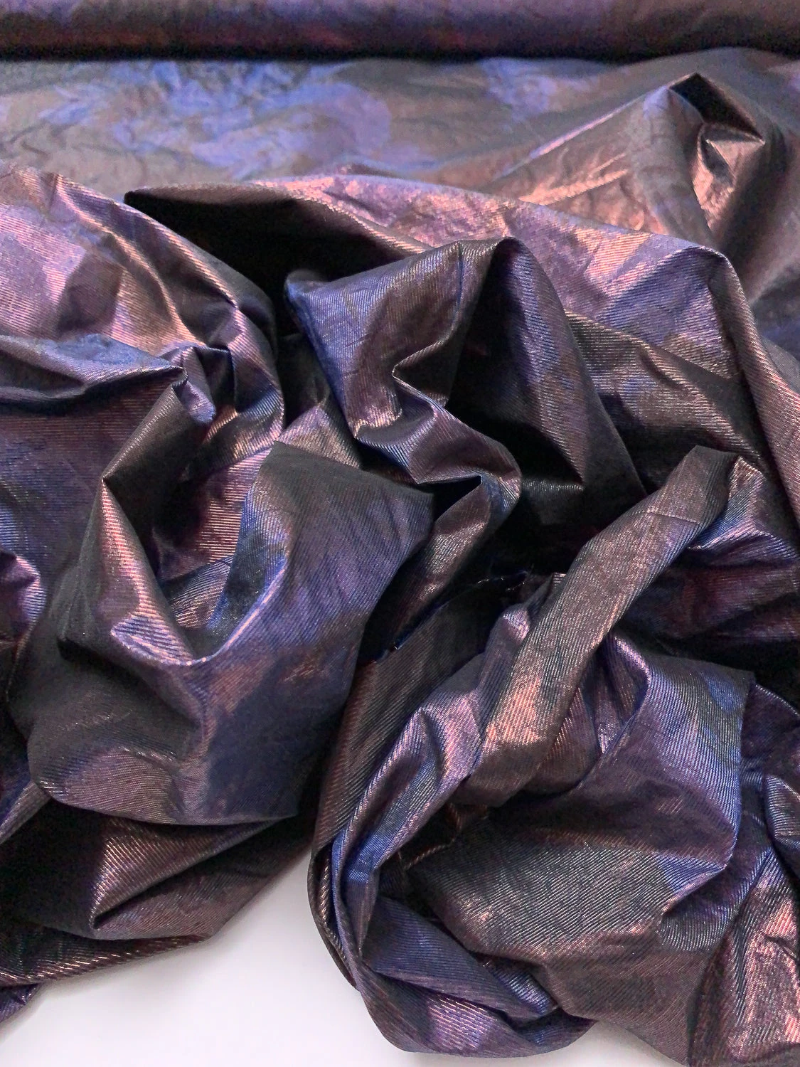Italian Floral Printed Taffeta Lamé With Vertical Stretch - Purple / Eggplant / Rose Gold 3 Italian Floral Printed Taffeta Lamé With Vertical Stretch - Purple / Eggplant / Rose Gold