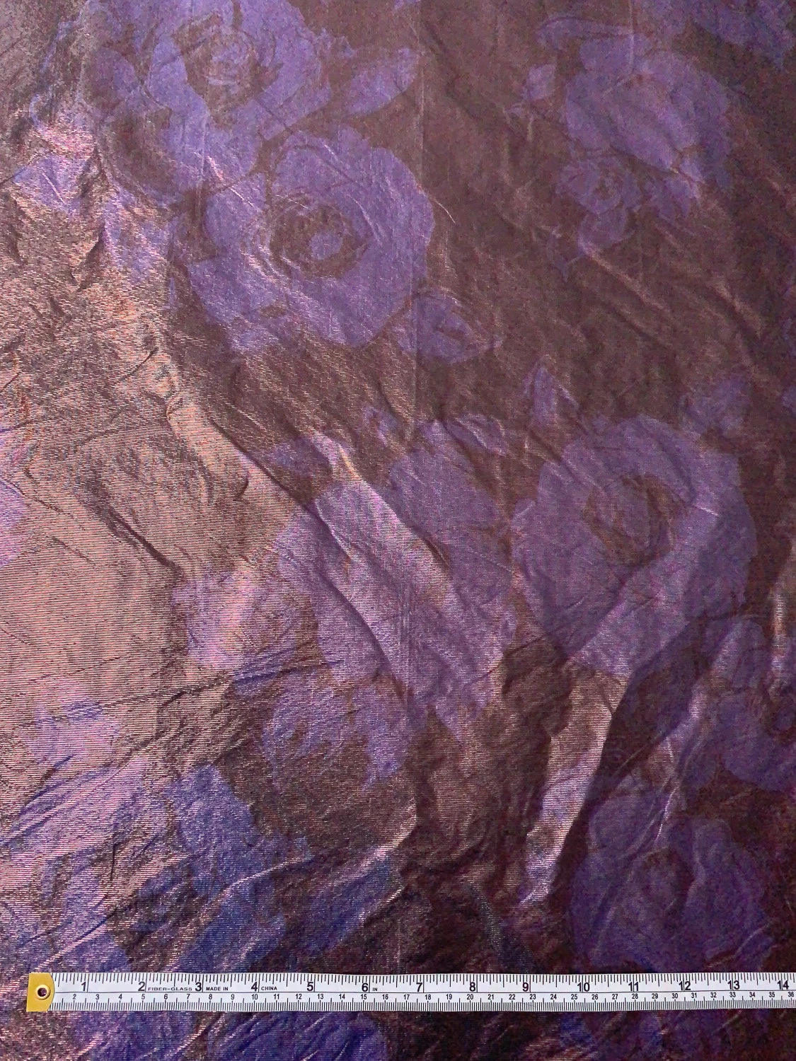 Italian Floral Printed Taffeta Lamé With Vertical Stretch - Purple / Eggplant / Rose Gold 8 Italian Floral Printed Taffeta Lamé With Vertical Stretch - Purple / Eggplant / Rose Gold - Image 6