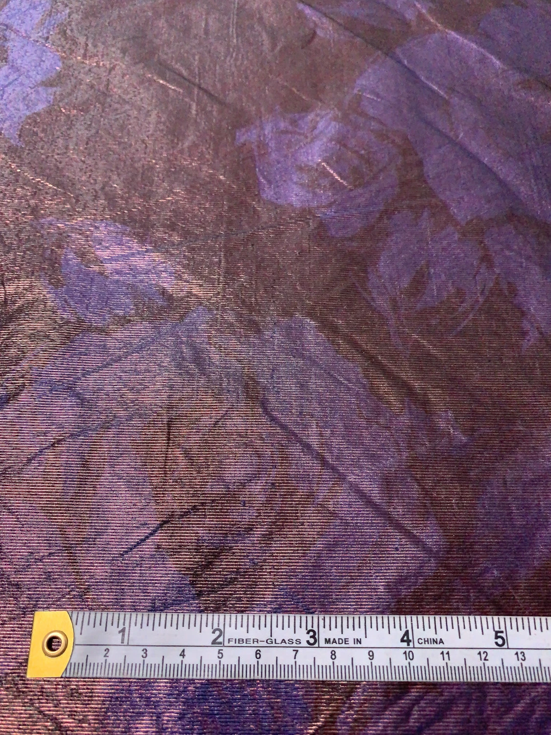 Italian Floral Printed Taffeta Lamé With Vertical Stretch - Purple / Eggplant / Rose Gold 9 Italian Floral Printed Taffeta Lamé With Vertical Stretch - Purple / Eggplant / Rose Gold - Image 7