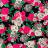 Painterly Floral Printed Silk Crepe De Chine - Magenta / Green / Smokey Taupe / Black 1 Painterly Floral Printed Silk Crepe De Chine - Magenta / Green / Smokey Taupe / Black -Fabrics And Fabrics Store 19766 4
