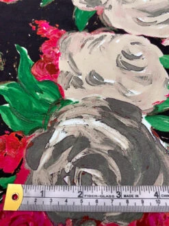 Painterly Floral Printed Silk Crepe De Chine - Magenta / Green / Smokey Taupe / Black 17 Painterly Floral Printed Silk Crepe De Chine - Magenta / Green / Smokey Taupe / Black -Fabrics And Fabrics Store 19766 6