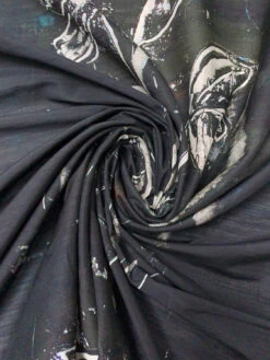 Italian Dark Abstract Printed Silk-Cotton Lawn Voile With Slight Shantung Weave - Black / Navy / Dark Olive / Off-White 14 Italian Dark Abstract Printed Silk-Cotton Lawn Voile With Slight Shantung Weave - Black / Navy / Dark Olive / Off-White -Fabrics And Fabrics Store 19780 1