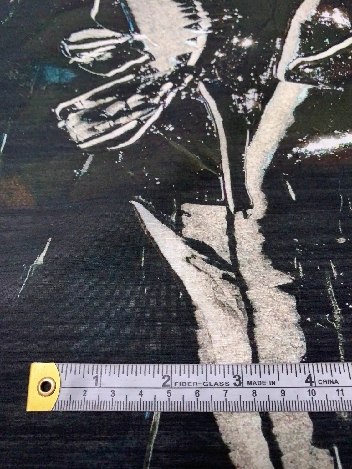 Italian Dark Abstract Printed Silk-Cotton Lawn Voile With Slight Shantung Weave - Black / Navy / Dark Olive / Off-White 7 Italian Dark Abstract Printed Silk-Cotton Lawn Voile With Slight Shantung Weave - Black / Navy / Dark Olive / Off-White - Image 5