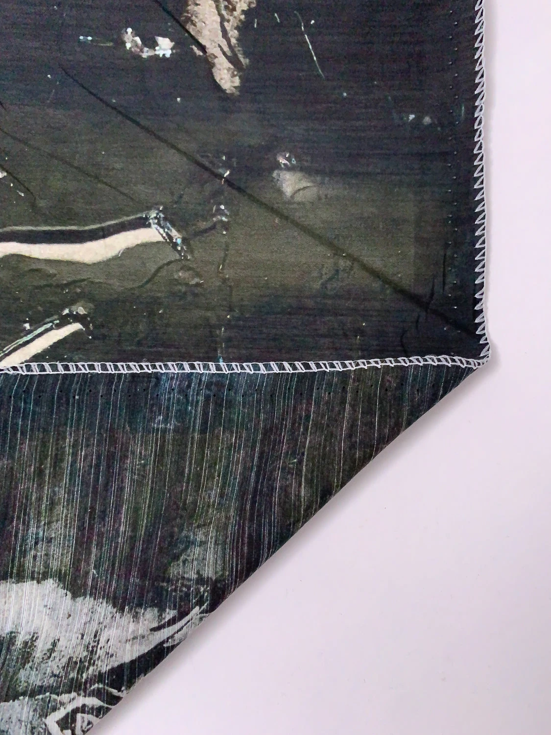 Italian Dark Abstract Printed Silk-Cotton Lawn Voile With Slight Shantung Weave - Black / Navy / Dark Olive / Off-White 8 Italian Dark Abstract Printed Silk-Cotton Lawn Voile With Slight Shantung Weave - Black / Navy / Dark Olive / Off-White - Image 6