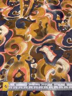 Italian Abstract Printed Fine Silk Twill - Dusty Ochre / Dark Grey / Coral Pink -Fabrics And Fabrics Store 19800 6