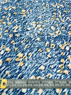 Hazy Abstract Printed Silk Crepe De Chine - Blue / Off-White / Dusty Marigold 16 Hazy Abstract Printed Silk Crepe De Chine - Blue / Off-White / Dusty Marigold -Fabrics And Fabrics Store 19819 5