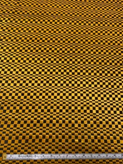Geometric Checkered Cut Panné Velvet - Black / Turmeric Gold -Fabrics And Fabrics Store 19870 4