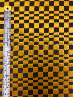 Geometric Checkered Cut Panné Velvet - Black / Turmeric Gold -Fabrics And Fabrics Store 19870 6