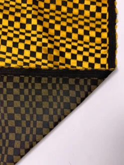 Geometric Checkered Cut Panné Velvet - Black / Turmeric Gold -Fabrics And Fabrics Store 19870 7