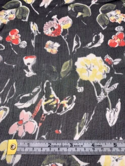 Floral Printed Crinkled Silk Chiffon - Black / White / Yellow / Orange -Fabrics And Fabrics Store 19899 6 2044b044 1956 487b 8e10 372ce93e8922