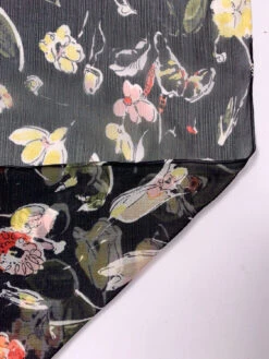 Floral Printed Crinkled Silk Chiffon - Black / White / Yellow / Orange -Fabrics And Fabrics Store 19899 7 e40eae46 1717 46f1 aae4 0ea1236b0147