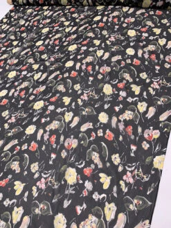 Floral Printed Crinkled Silk Chiffon - Black / White / Yellow / Orange -Fabrics And Fabrics Store 19899 8 7db1cab2 ce55 4ae3 9847 cc36b8f7f5f6