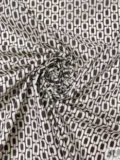 Italian Chunky Chain Links Printed Cotton Lawn - Soft Black / Off-White