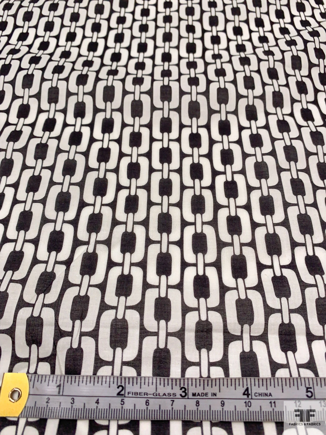 Italian Chunky Chain Links Printed Cotton Lawn - Soft Black / Off-White 4 Italian Chunky Chain Links Printed Cotton Lawn - Soft Black / Off-White - Image 2