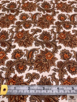 Italian Ornate Vines Printed Cotton Lawn - Tan / Orange / Maroon / Off-White 15 Italian Ornate Vines Printed Cotton Lawn - Tan / Orange / Maroon / Off-White -Fabrics And Fabrics Store 19935 5