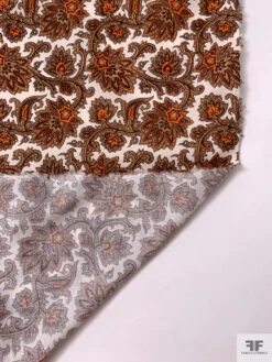 Italian Ornate Vines Printed Cotton Lawn - Tan / Orange / Maroon / Off-White 16 Italian Ornate Vines Printed Cotton Lawn - Tan / Orange / Maroon / Off-White -Fabrics And Fabrics Store 19935 6