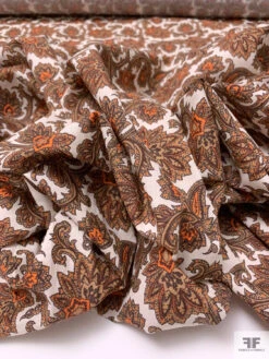 Italian Ornate Vines Printed Cotton Lawn - Tan / Orange / Maroon / Off-White 19 Italian Ornate Vines Printed Cotton Lawn - Tan / Orange / Maroon / Off-White -Fabrics And Fabrics Store 19935 9