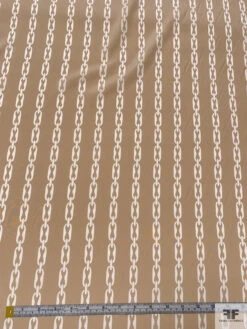 Chain Links Printed Silk Crepe De Chine - Tan / Off-White -Fabrics And Fabrics Store 19945 4