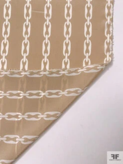 Chain Links Printed Silk Crepe De Chine - Tan / Off-White -Fabrics And Fabrics Store 19945 6
