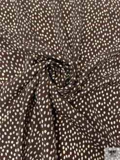Dotted Printed Silk Crepe De Chine - Brown / Ivory