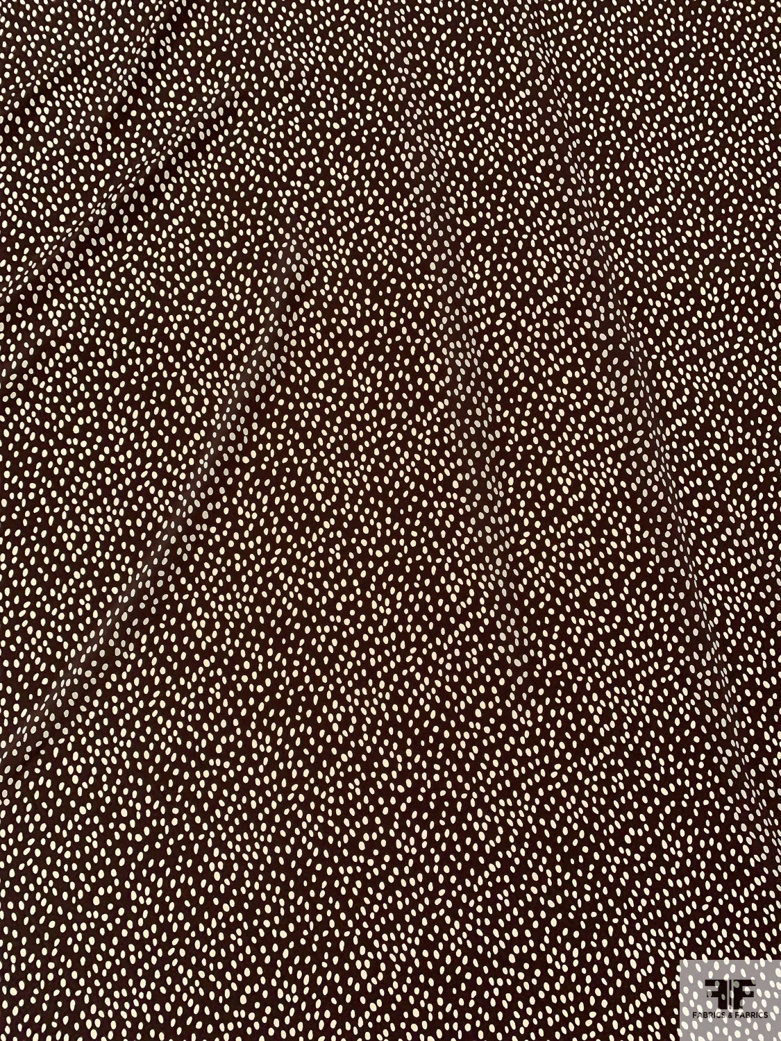 Dotted Printed Silk Crepe De Chine - Brown / Ivory 7 Dotted Printed Silk Crepe De Chine - Brown / Ivory - Image 5