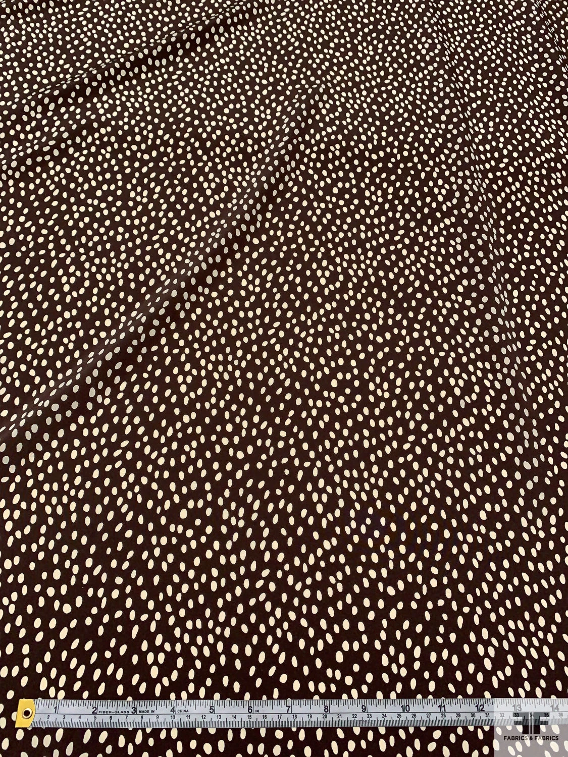 Dotted Printed Silk Crepe De Chine - Brown / Ivory 8 Dotted Printed Silk Crepe De Chine - Brown / Ivory - Image 6