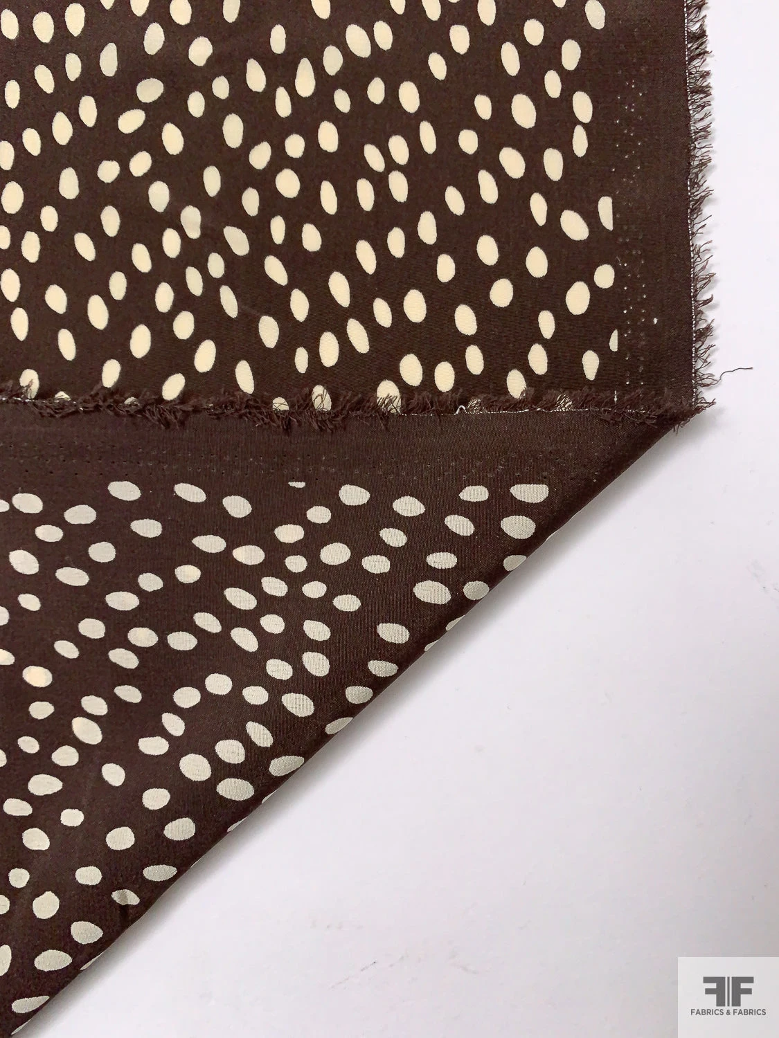 Dotted Printed Silk Crepe De Chine - Brown / Ivory 9 Dotted Printed Silk Crepe De Chine - Brown / Ivory - Image 7