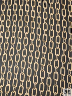 Large Chain Links Printed Silk Chiffon - Black / Khaki 12 Large Chain Links Printed Silk Chiffon - Black / Khaki -Fabrics And Fabrics Store 19960 4