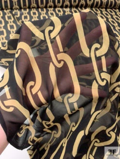 Large Chain Links Printed Silk Chiffon - Black / Khaki 17 Large Chain Links Printed Silk Chiffon - Black / Khaki -Fabrics And Fabrics Store 19960 9