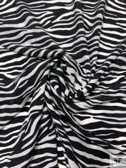 Zebra Inspired Printed Silk Crepe De Chine - Black / Off-White