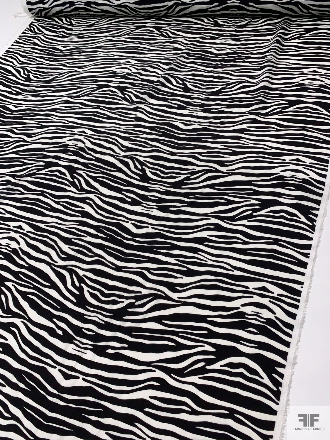 Zebra Inspired Printed Silk Crepe De Chine - Black / Off-White 9 Zebra Inspired Printed Silk Crepe De Chine - Black / Off-White - Image 7