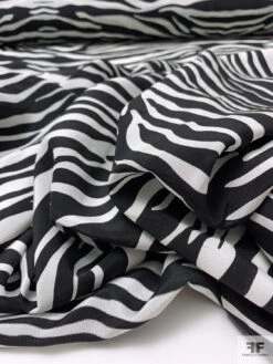 Zebra Inspired Printed Silk Crepe De Chine - Black / Off-White 19 Zebra Inspired Printed Silk Crepe De Chine - Black / Off-White -Fabrics And Fabrics Store 19969 9