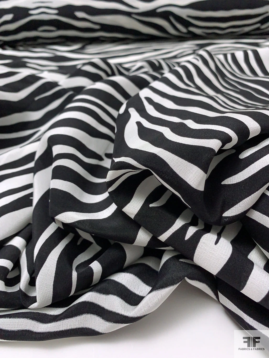 Zebra Inspired Printed Silk Crepe De Chine - Black / Off-White 11 Zebra Inspired Printed Silk Crepe De Chine - Black / Off-White - Image 9