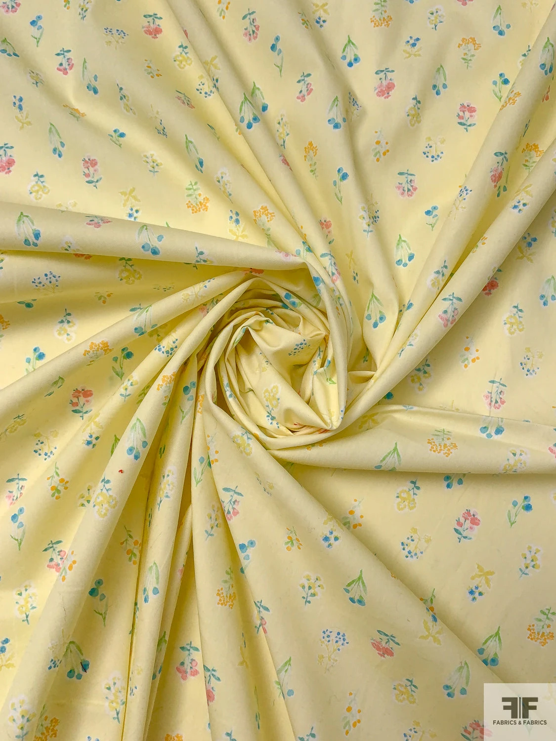 Made In Japan Ditsy Floral Printed Cotton Lawn - Baby Yellow / Blue / Peach / Green 5 Made In Japan Ditsy Floral Printed Cotton Lawn - Baby Yellow / Blue / Peach / Green - Image 3