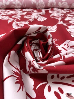 Leaf And Floral Printed Fine Cotton Twill - Dark Red / Off-White 15 Leaf And Floral Printed Fine Cotton Twill - Dark Red / Off-White -Fabrics And Fabrics Store 19984 3
